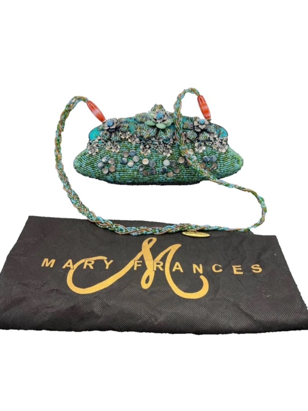 Embellished Floral Beaded Clutch - Multicolor